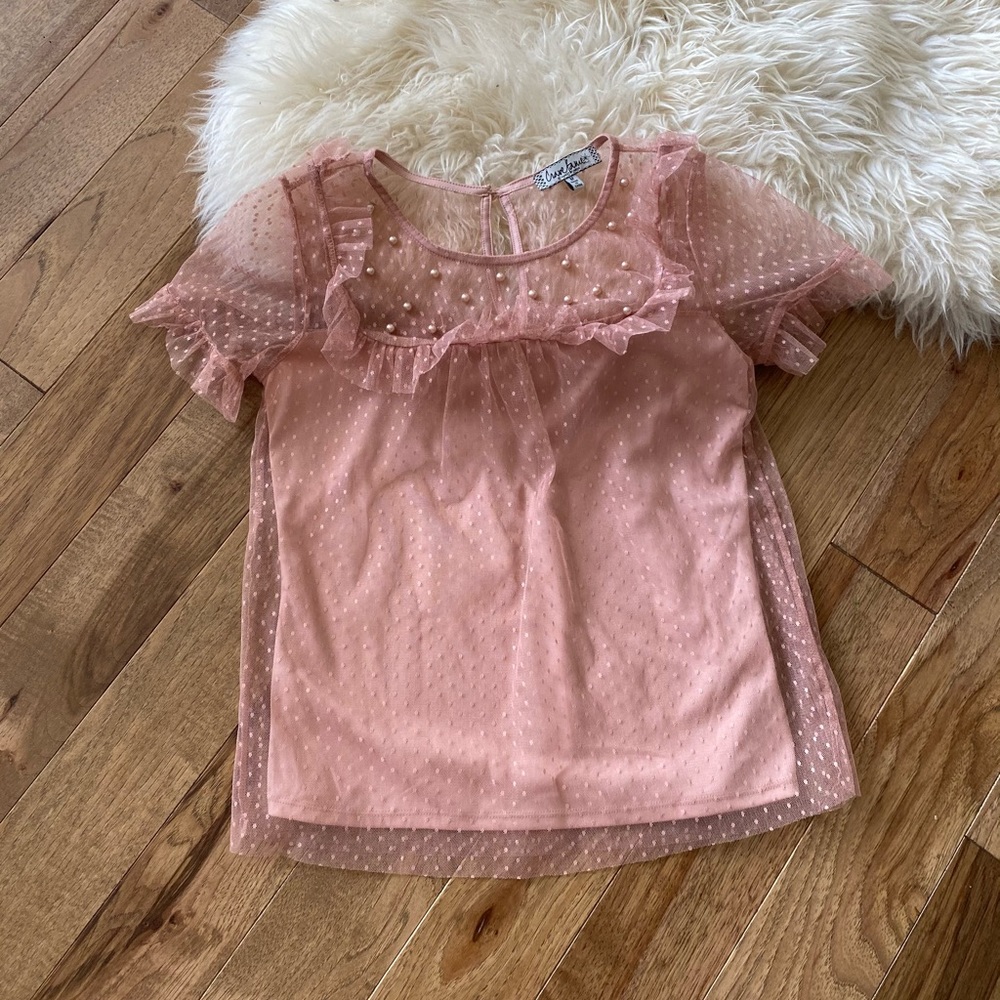 Pearl Mesh Blouse Detail Streetwear Formal Top